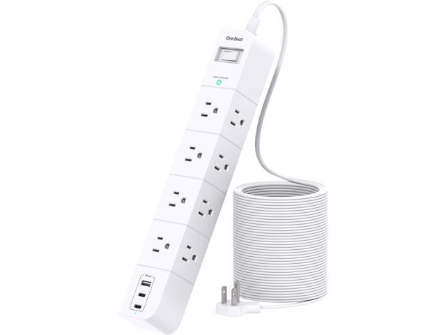 One Beat Extension Cord 15 ft,Surge Protector Power Strip with 8 Widely AC Outlets 3 USB(2 USBC),Flat Plug Power Strip,Desktop Charging Station...