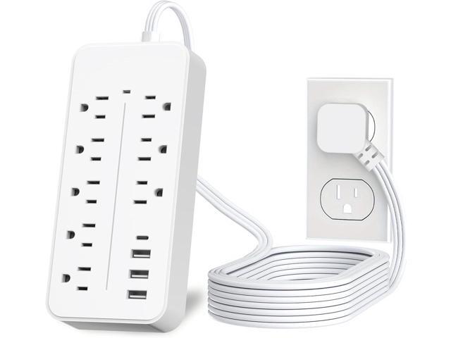 5FT Surge Protector Flat Extension Cord, ETL Listed Flat Plug Power Strip, 8 AC Outlets, 4 USB Charger(1 USB C Port),1700 Joules Protection, Office...