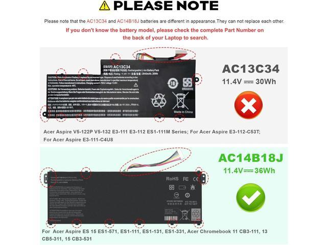 TREE. NB AC14B18J Battery for Acer Chromebook 13 CB5-311 Acer TravelMate B115-M B115-MP Acer Aspire E3-111 / V3-111 / V3-111P / V5-122 /V5-122P /...