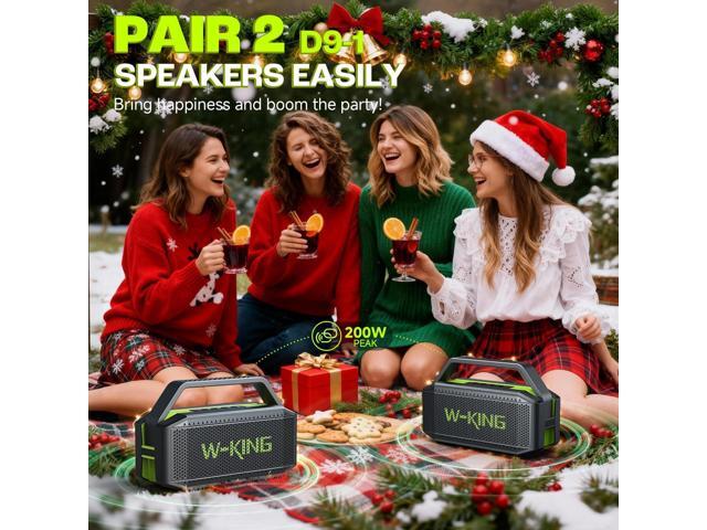 Portable Bluetooth Speaker 100W(Peak) Loud with Deep Bass, W-KING IPX6 Waterproof Speakers Bluetooth Wireless, 60W Ex-large Passive...