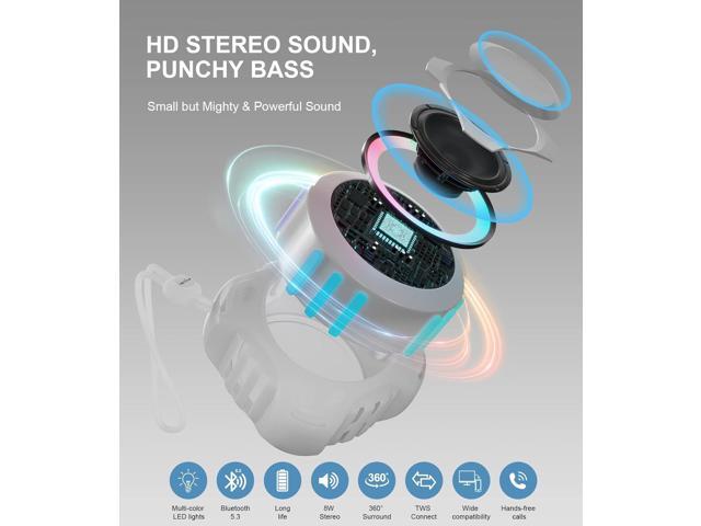 comiso Shower Bluetooth Speaker, Waterproof Bluetooth Speakers IPX7, Floating Portable Wireless Speaker with LED Light, Loud HD Sound and Bass for...