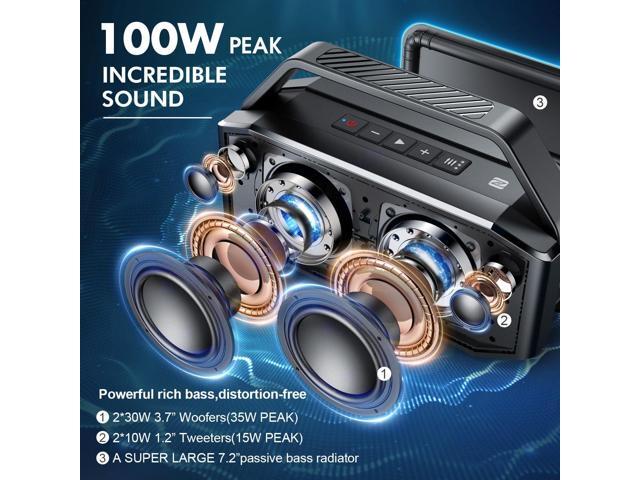 W-KING Portable Loud Bluetooth Speaker, 100W Max Waterproof Outdoor Speakers Bluetooth Wireless, IPX6 Party Big Large Speaker Boombox 2...