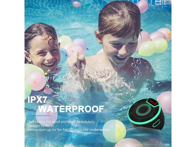 Bluetooth Speakers, IPX7 Waterproof Shower Speaker, Portable Speaker with LED Display, FM Radio, Suction Cup, Light Show, Built-in Mic, Best Gifts...