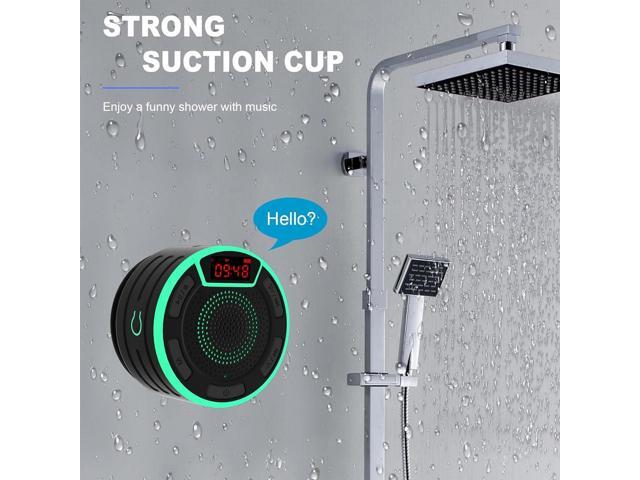 Bluetooth Speakers, IPX7 Waterproof Shower Speaker, Portable Speaker with LED Display, FM Radio, Suction Cup, Light Show, Built-in Mic, Best Gifts...