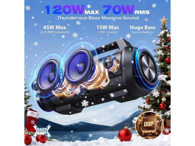 W-KING Portable Speakers Bluetooth Wireless, 120W Max Loudest Bluetooth Speaker, IPX6 Waterproof Outdoor Speaker with 70W Deep...