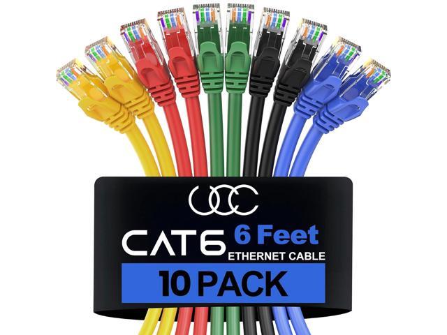 Ultra Clarity Cables Cat 6 Ethernet Cable 6 FT (10 Pack), Cat6 Patch Cable, High Speed 10Gbps 500Mhz Ethernet Cable Network Cord, RJ45 Lan Internet...