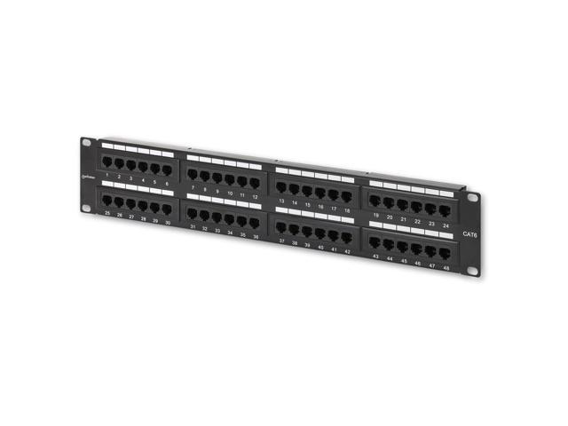 MANHATTAN 48-Port Network Patch Panel Cat-6 2U UL Listed - Rackmount Wall Mount Cable Management Bar Rack Mount Hardware - Installer Grade 3µ...