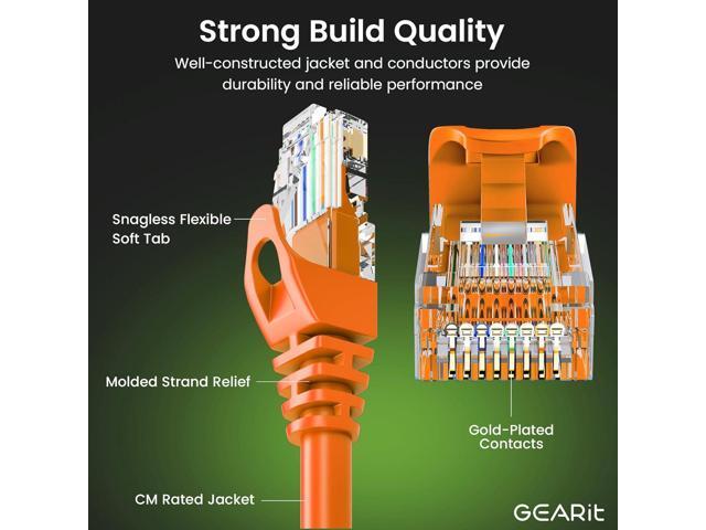 GEARit 20-Pack Cat6 Patch Cable 0.5 Foot / 6 Inches Cat 6 Ethernet Cable Snagless Flexible Soft Tab - Premium Series - Orange