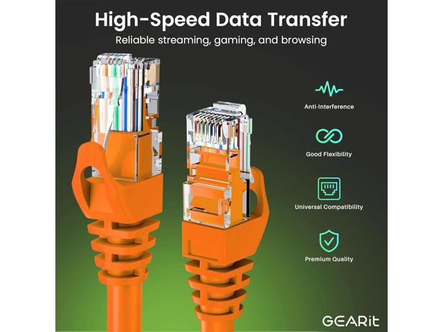 GEARit 20-Pack Cat6 Patch Cable 0.5 Foot / 6 Inches Cat 6 Ethernet Cable Snagless Flexible Soft Tab - Premium Series - Orange