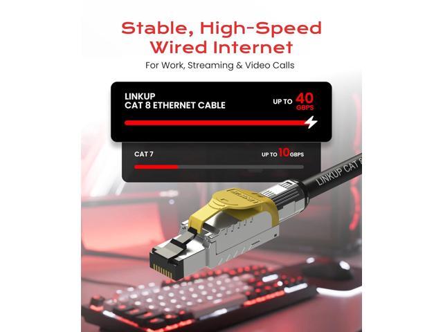 LINKUP Cat 8 Ethernet Cable Long Internet Cord High Speed LAN Connection RJ45 connectors Use with Cat 5/ Cat 6/ Cat 7 Optimal for Gaming