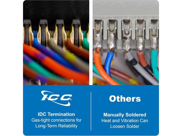 ICC Male to Male 25 Pair Telco Cable 5ft - Cat3 24AWG, 100% Solid Pure Copper, Gray Riser CMR Cable with 90 Degree 50 Pin Telco Connector for Voice...