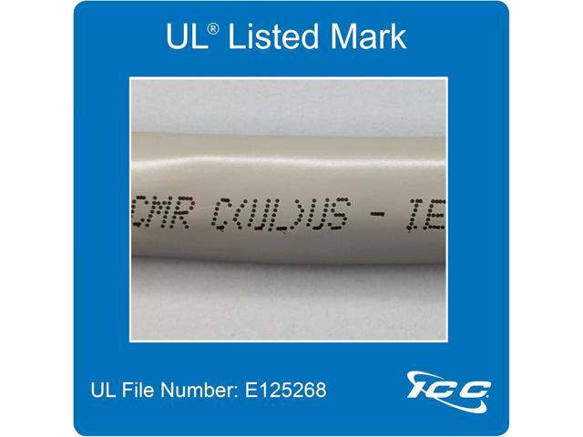 ICC Male to Male 25 Pair Telco Cable 5ft - Cat3 24AWG, 100% Solid Pure Copper, Gray Riser CMR Cable with 90 Degree 50 Pin Telco Connector for Voice...