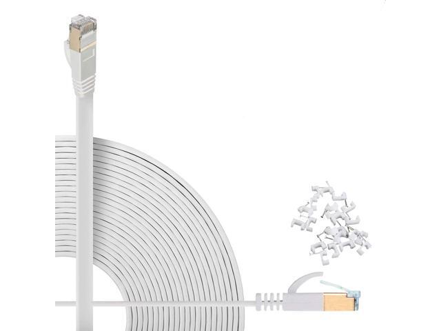 Cat7 Ethernet Cable 150ft Flat High Speed Shielded (STP) Solid Computer Network Cord with Snagless Rj45 Connectors Slim Durable Internet LAN Wire...