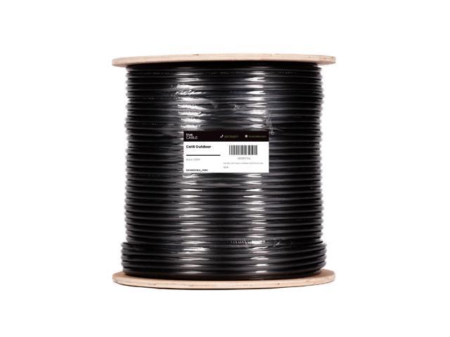 TRUE CABLE Cat6 Outdoor Bulk Ethernet Cable, Unshielded, 500ft, Black, UV Resistant, OSP Jacket, 23AWG Solid Bare Copper, 550MHz, PoE++ (4PPoE)