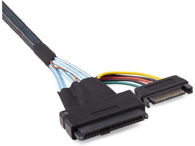 10Gtek Mini SAS SFF-8643 to U.2 SFF-8639 Cable, PCIe 4.0 X4 85 Ohm with 15-Pin SATA Power for NVMe SSD Hot-Swap, 1m/3.3ft