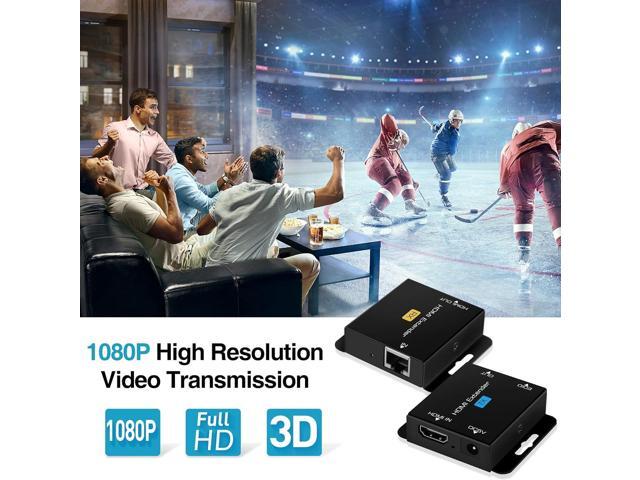 avedio links 196ft/60m HDMI Extender Over Cat 5e/6/7, 1080P HDMI Ethernet Extender Balun Adapter with Single POC Power Supply, Support 3D, EDID,...