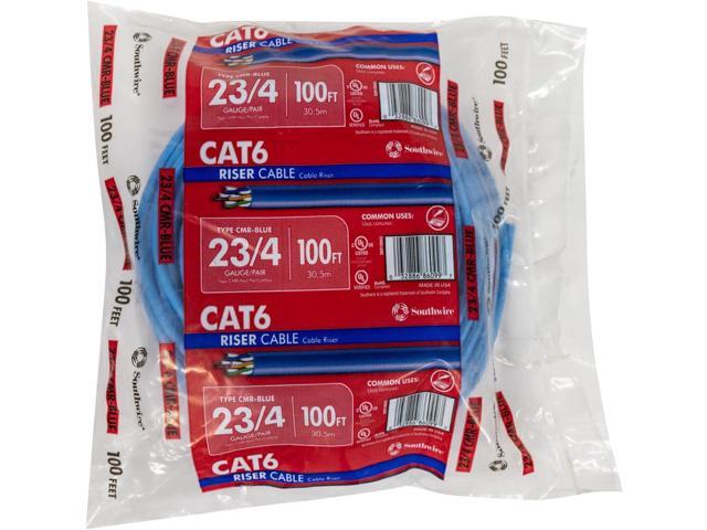 Woods 56918945 Category 6 Blue Cable 23AWG, CMR, 4 Pairs, 500 Feet