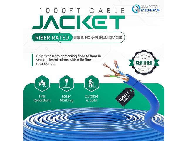 Smartech Cables Cat6 Riser Cable 1000FT 23AWG UTP 4 Pairs, 550MHz 10Gbps Ethernet Cable for Home, Office, Streaming & Gaming CMR Rated for...