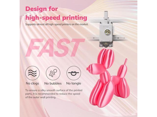 AMOLEN Silk PLA 3D Printer Filament, Shiny Silk Pink PLA Filament 1.75mm, High Speed 3D Printing PLA Filament for Most 3D Printer, 1kg Spool(2.2lbs)