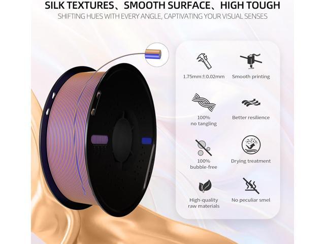 1.75mm Tricolor PLA 3D Printer Filament(SilkGoldCopperBlue), Iridescent Effect, 3D Silk Rainbow Filament Changes Color with Viewing Angle,...