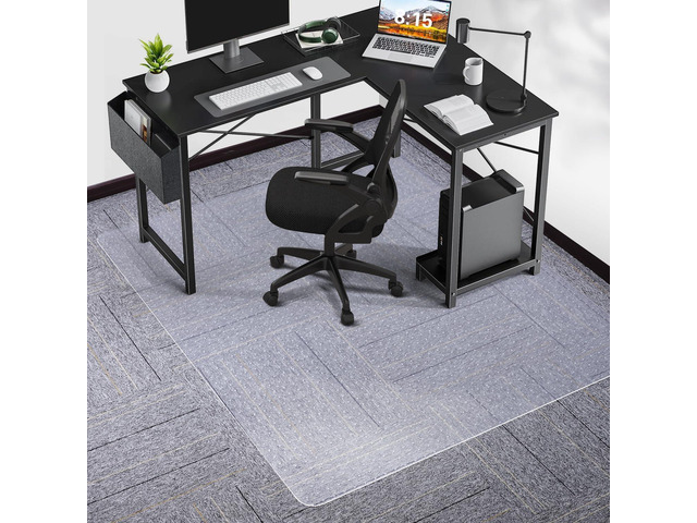 Chair Mat for Carpet, SALLOUS 46' x 60' Office Chair Mat for Carpeted Floors, Heavy Duty Vinyl Floor Mat with Grips, Floor Protector Computer Desk...