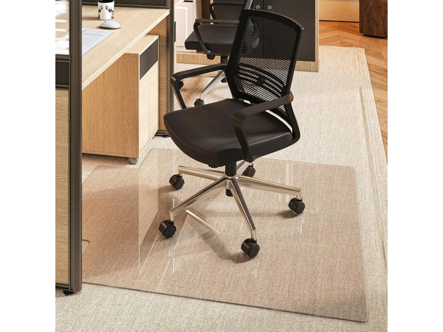 [Tempered Glass] 60x48 Irregular Glass Chair Mat with Polished Edge Clear Office Chair Mat, Glides Smoothly, Suitable for Carpet or Hardwood Floors