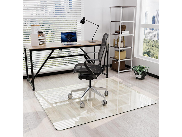46' x 55' Office Chair Mat for Carpet, Tempered Glass Chair Mat with Rounded Corners and Polished Edges, Desk Floor Mat for Carpet, Hardwood Floor,...