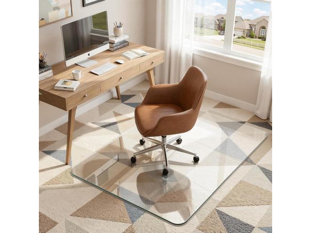Antok Tempered Glass Chair Mat, 36'x48' Office Chair Mat for Carpet & Hardwood Floors, Heavy Duty 0.2' Desk Chair Mat for Smooth Rolling at Home or...