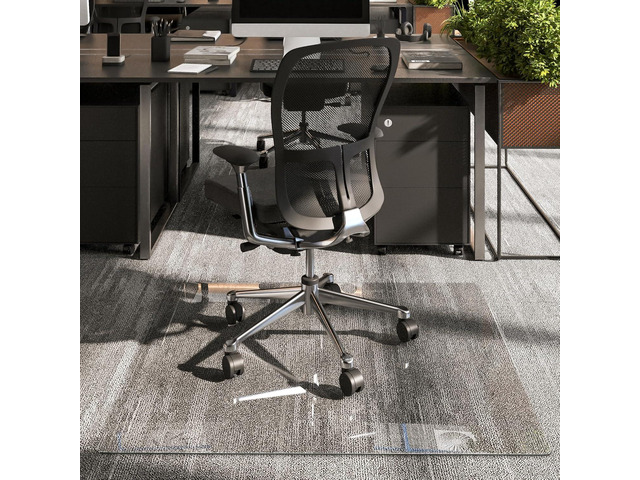 [Tempered Glass] 50x44 Rounded Glass Chair Mat with Polished Edge Clear Office Chair Mat, Glides Smoothly, Suitable for Carpet or Hardwood Floors