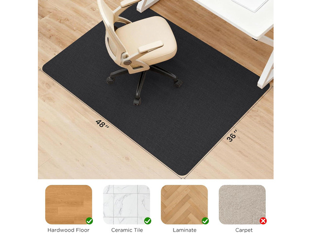 Sycoodeal Office Chair Mat for Hardwood & Tile Floor, 36' x 48' Computer Gaming Chair Mat for Rolling Chairs Non-Curve, Anti-Slip, Heavy Duty Floor...