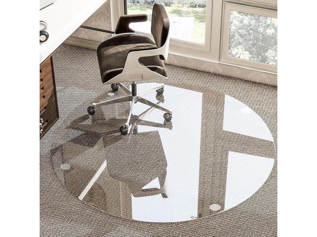 HARRITPURE Tempered Glass Chair Mat, 46 inch Heavy Duty Round Hard Floor Mat for Office Desk, Rolling Chair Mat for Carpet & Hardwood Floor, with 4...