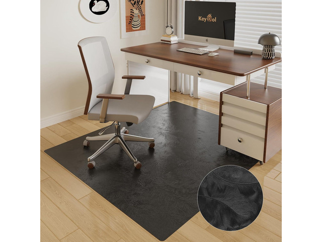 50' x 60' Office Chair Mat for Hardwood Floor, Durable PVC Floor Protector, Black Plastic Mat for Rolling Chairs, Heavy Duty Under Desk Mat for...