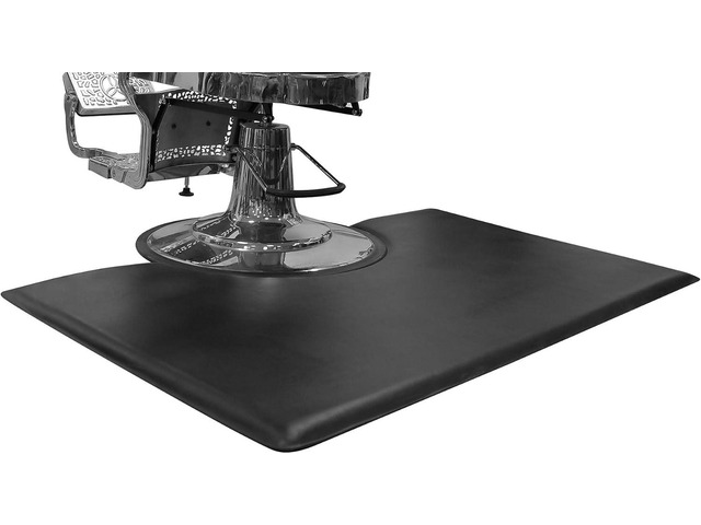 1 Inch Thick Barber Cutting Chair Salon Floor Mats for Beauty Hair Stylist Station Anti Fatigue (Black, 5 Ft × 3 Ft Rectangle)