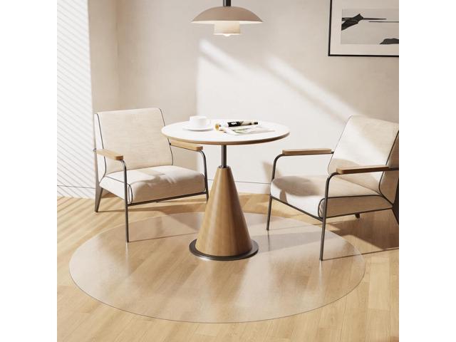 Clear Plastic Floor Mat for Under Dining Table, 4ft Round No Slip Waterproof Vinyl Area Rug for Home, Anti-Spill Hard Floor Protector Cover for...