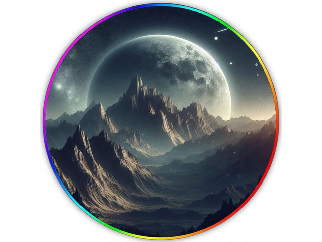 Gaming Chair Mat for Hardwood Floor Circle RGB Gaming Lights (Planet 47) - Noise Cancelling, Anti-Slip Gamer Floor Mat Scratch Resistant Computer...