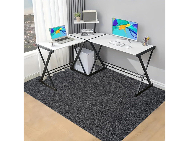 Large Office Desk Chair Mat 63'x51' Heavy Duty Non-Skid Floor Protector for Hard Floor, Hardwood, Tile (Dark Grey