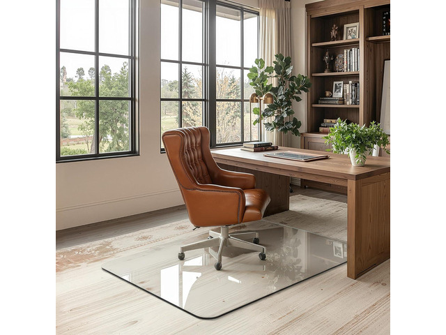 Office Chair Mat for Carpet & Hardwood, Upgraded 32' x 48' Dual Use Tempered Glass Chair Mat for Chair and Footrest Under Desk