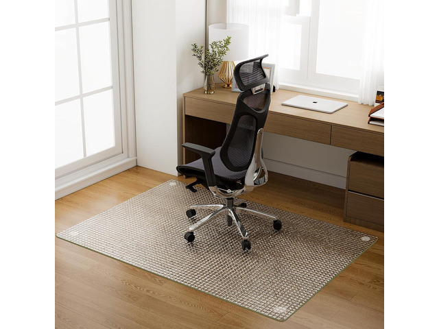 GLSLAND 36'x46' Tempered Glass Chair Mat Checkered Patterned Heavy Duty Floor Mats Protector for Hardwood Floors & Carpet, Decorative Home and...