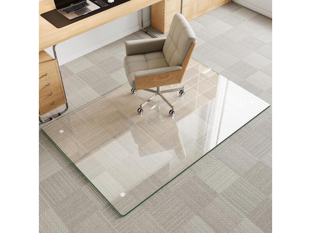 Tempered Glass Chair Mat for Carpet & Hard Floor, 36'x55' Office Chair Mat - Heavy Duty & Scratch Resistant, Non-Slip Pads, Rounded Corners &...