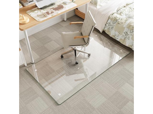 Tempered Glass Chair Mat for Carpet & Hard Floor, 30'x55' Office Chair Mat - Heavy Duty & Scratch Resistant, Non-Slip Pads, Rounded Corners &...