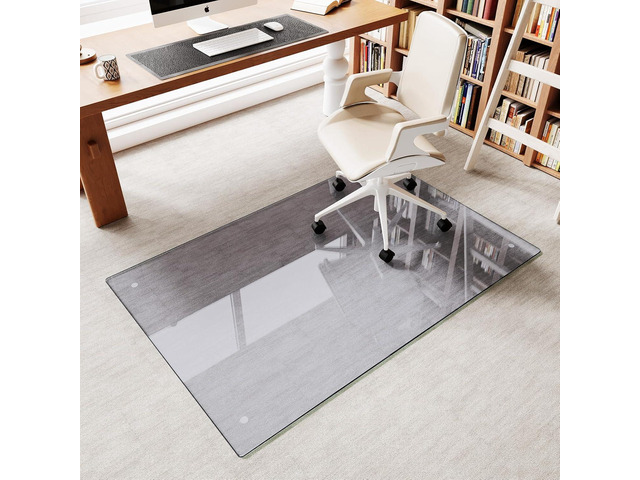 Tempered Glass Chair Mat, 36'x55' Heavy Duty Office Chair Mat for Carpet, Grey Carpet Protector Mat for Office Chair, Hides Dirt/Fur Better,...