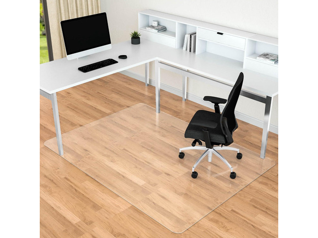 Office Desk Chair Mat for Hardwood Floors, 53' x 45' Clear Floor Protector Mat Under Desk, Large Anti Slip Plastic Chair Mat, Easy Glide, Rectangular