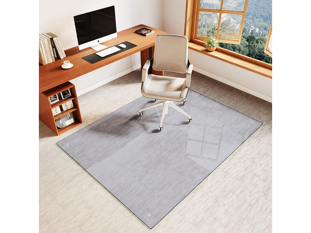 Tempered Glass Office Chair Mat, 40'x60' for Carpet & Hardwood Floors, Grey Heavy Duty 0.2' Thick Computer Chair Mat with Non-Slip Pads, Scratch...