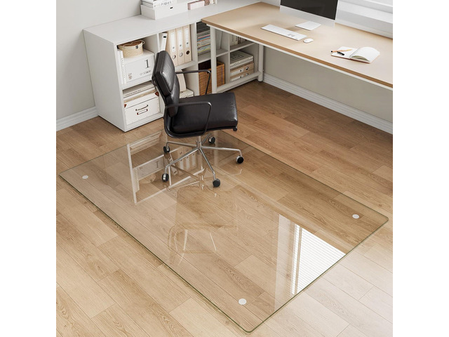 Tempered Glass Office Chair Mat, 36'x55' for Carpet & Hardwood Floors, Heavy Duty 0.2' Thick Computer Chair Mat with Non-Slip Pads, Scratch...