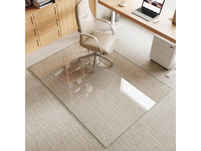 Tempered Glass Chair Mat, 40'x60' Office Chair Mat for Hardwood Floor, Clear Computer Chair Mat, 4 NonSlip Pads, Smooth Glide & Easy Clean, Carpet...
