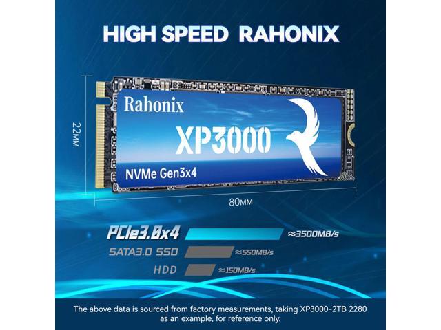 Rahonix SSD 512GB M.2 NVMe 2280 Solid State Drive PCIe3.0x4, read speed up to 3500MB/s