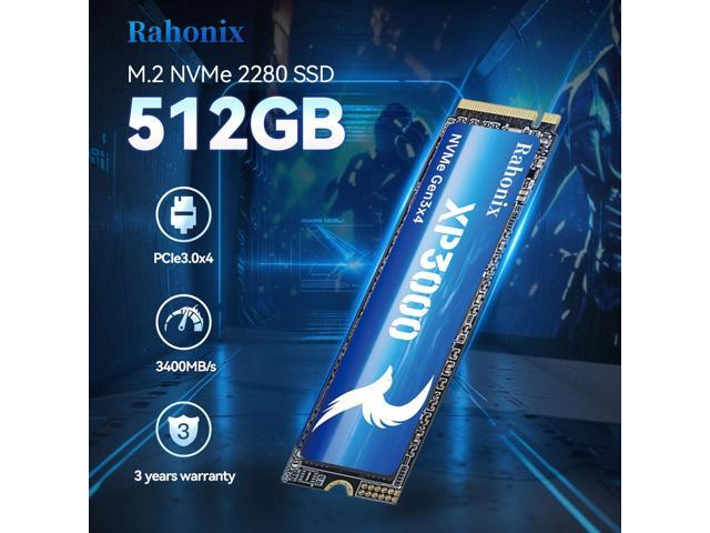 Rahonix SSD 512GB M.2 NVMe 2280 Solid State Drive PCIe3.0x4, read speed up to 3500MB/s