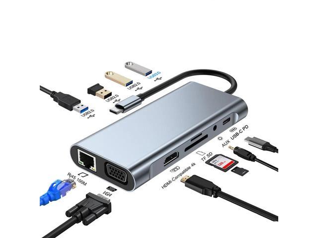 BDI TECHNOLOGY Type-c3.1 to 11 in 1 full-featured USB3.0/RJ45/VGA/HDMI/TF/SD/AUX/Type-c PD docking station