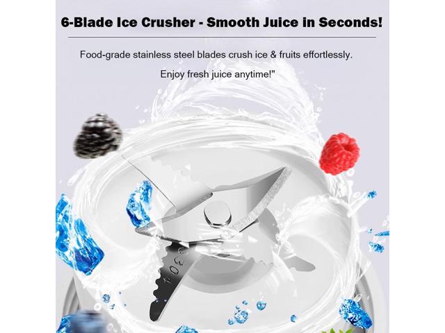 Portable Blender Personal Size, 6-Blade Ice Crusher for Smoothies Shakes, USB Rechargeable Travel & Sports Bottle, BDI TECHNOLOGY (White)
