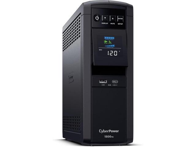 CyberPower CP1500PFCLCD PFC Sinewave UPS Battery Backup and Surge Protector, 1500VA/1000W, 12 Outlets, AVR, Mini Tower; UL Certified